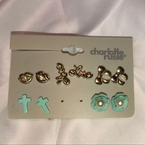 Teal and Gold Stud Earring set